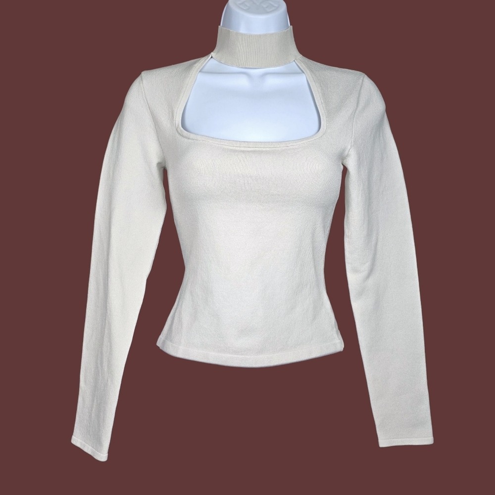 Aritzia Womens Babaton Pearl Matte Florine Sculpt Knit Sweater Top Size S